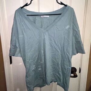Blue V Neck Zara T Shirt